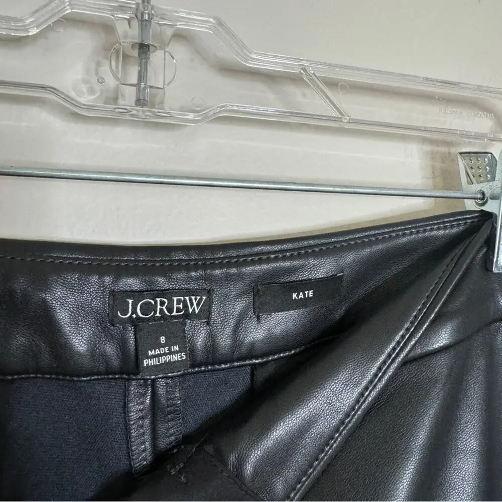 J.CREW Collection Kate Straight-Leg Pant In Vegan Leather  Black Size 8